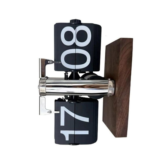 Modern Flip Clock with Quiet Mechanism Smooth Wooden Surfaces 24 Hour Format Easy Adjustment Knob for Home Office Decor