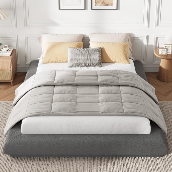 Modern Floating Cloud Platform Bed Frame - Upholstered Wrap, Noise-Free, Easy Assembly, No Box Spring Needed - Bedroom Furniture - Dark Gray, Full Size