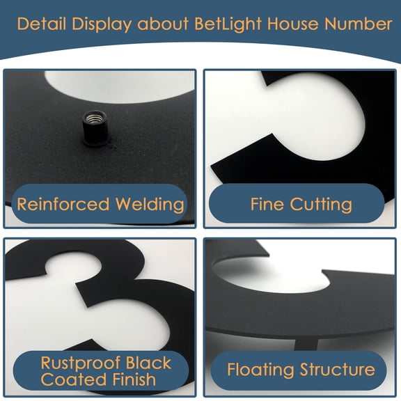 Modern Floating House Number , Premium Stainless Steel, 10 Inch, with Nail Kit for Address or Mailbox Signage/Number 5