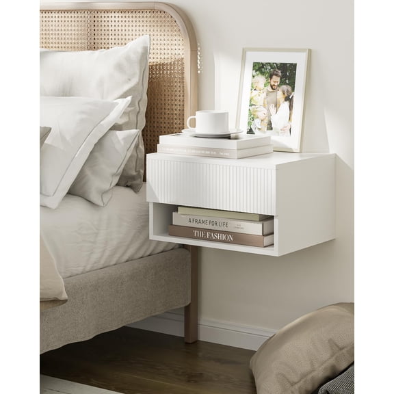 Modern Floating Nightstand with Drawer, Small Wall Shelf for Bedroom and Bathroom