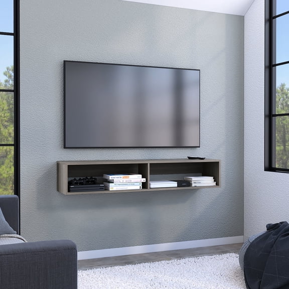 Modern Floating TV Stand | Storage for Router, DVDs and Remote Controls in Living Space | Particle Board with Melamine Finish | Stable and Space-Saving