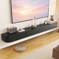 thumbnail image 1 of Modern Floating TV Stand | Wall-Mounted Entertainment Console with Flip-Top Doors | Spacious Storage TV Bench for Living Room & Office (Black, 86.6''), 1 of 11