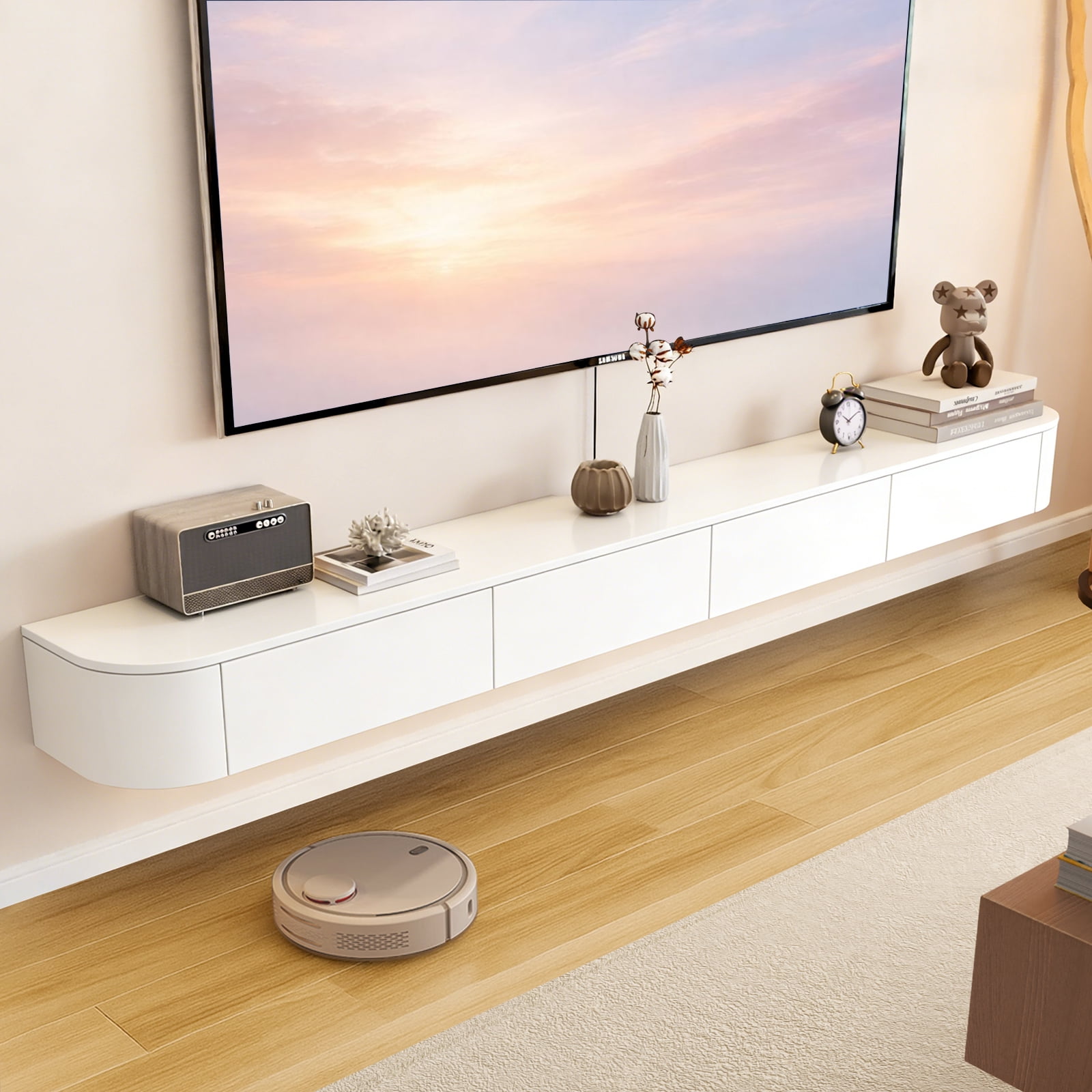 White Floating Entertainment Centernull