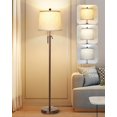 thumbnail image 1 of Modern Floor Lamp Adjustable Height Standing Lamp Tall Lamp with 3 Color Temperatures Floor Lamps for Living Room Bedroom Office Beige Shade Bulb Included-Brown, 1 of 14