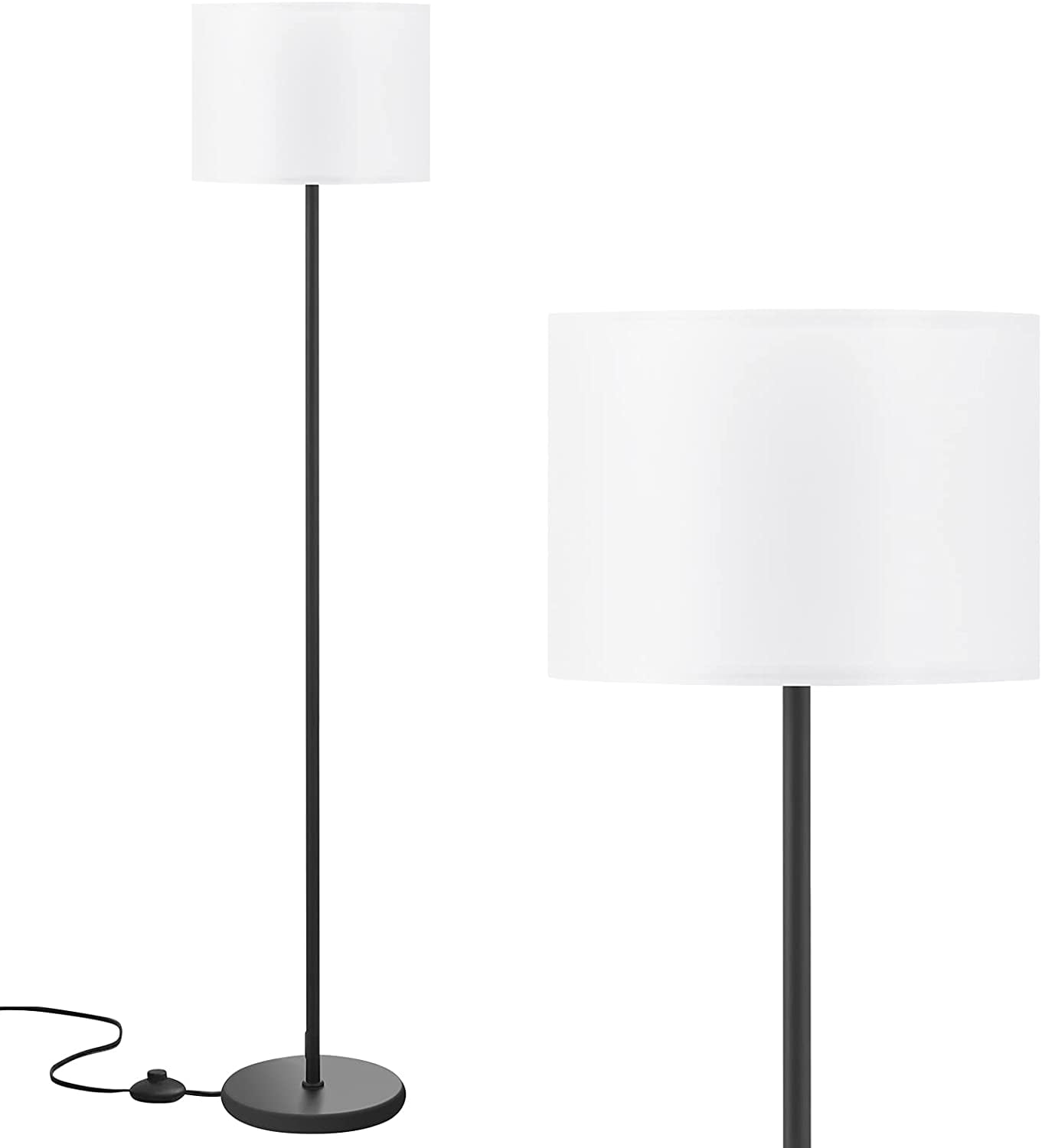 Modern Floor Lamp Simple Design with White Shade, Foot Pedal Switch, 60 ...