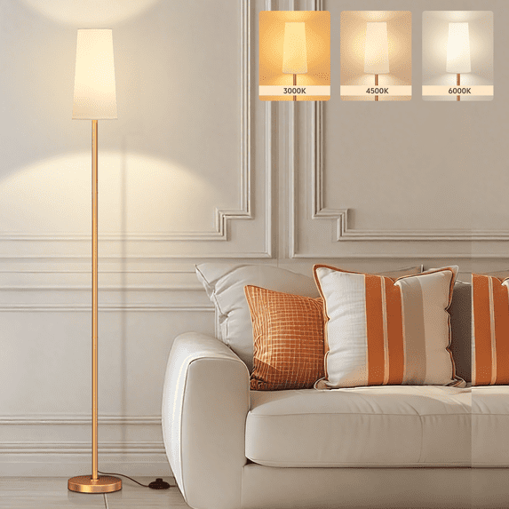 66" Floor Lamps for Living Room 3 Color Temperature Dimmable Standing Lamp Tall Pole Lamps for Bedroom, Office,Gold,Bulb Included