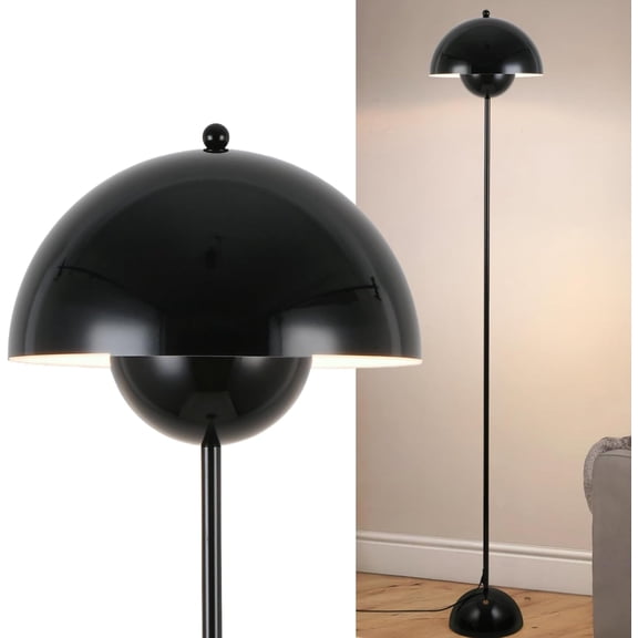 Modern Floor Lamp for Room, Industrial Tall Standing Lamp for , Shade Reflecting Light Reading Floor Lamp for Office, Room, Corner(Bright Black)