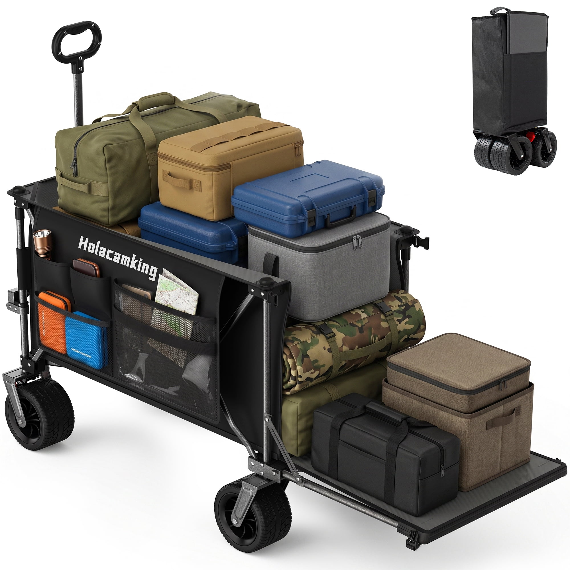 Utility Wagon with 58 Expandable Tailgate 500 lbs Capacity All-Terrain Wheels Beach Camping Cart
