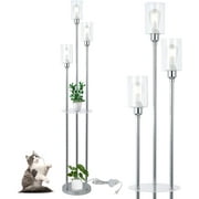 Modern Floor Lamps for Living Room, Silver Floor Lamp for Bedroom with Acrylic Shelves, 3-Light Chorme Standing Lamp with Glass Shades, On/Off Foot Switch, Tall Lamp for Corner Office (66")