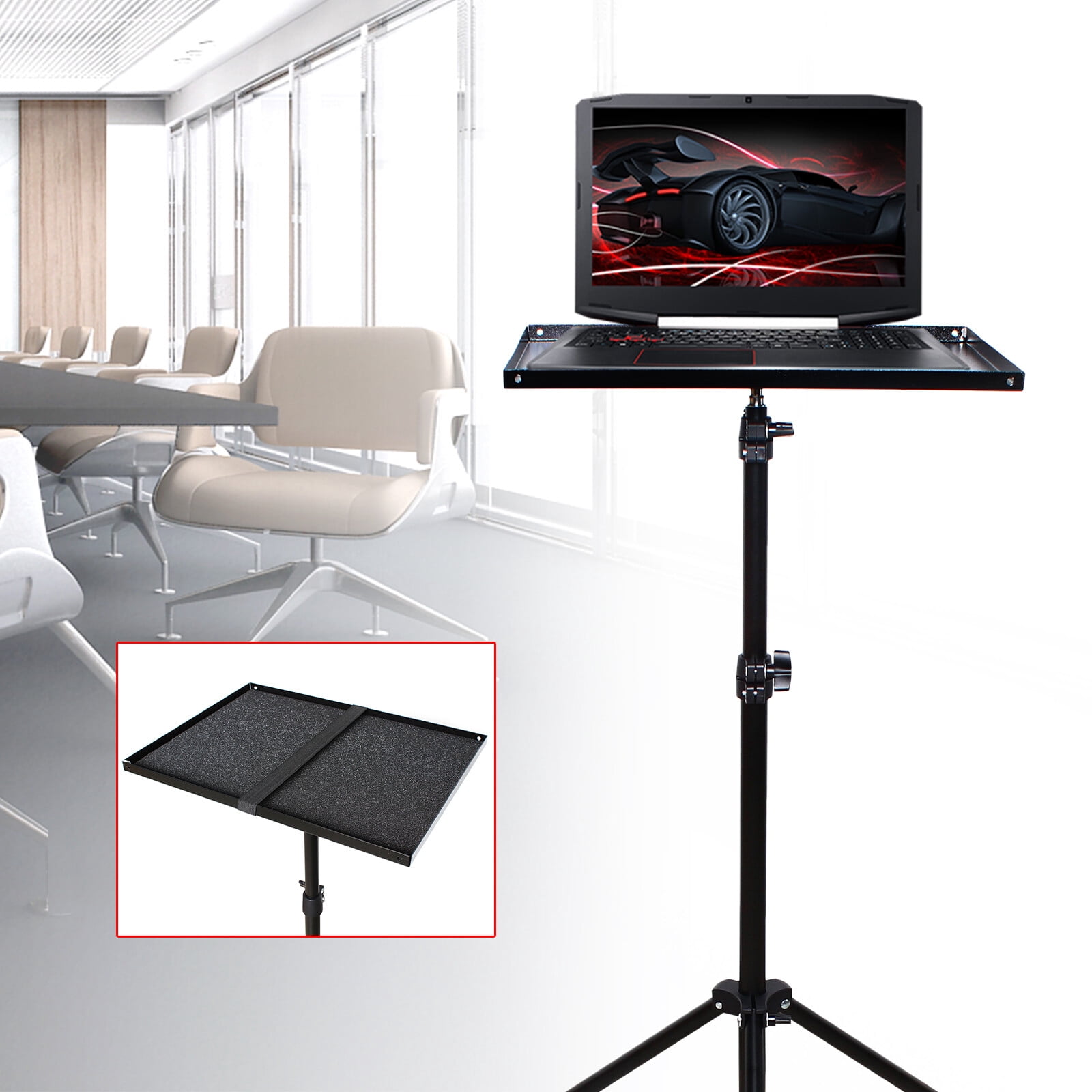 Modern Floor Mount Black Angle &Height Adjustable 69-190cm Laptop Desk Over Sofa Bed Notebook Table Stand