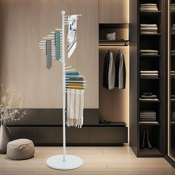 Modern Floor Standing White Freestanding Retail Racks White Scarf Display Rack For Scarves Clothes Towls