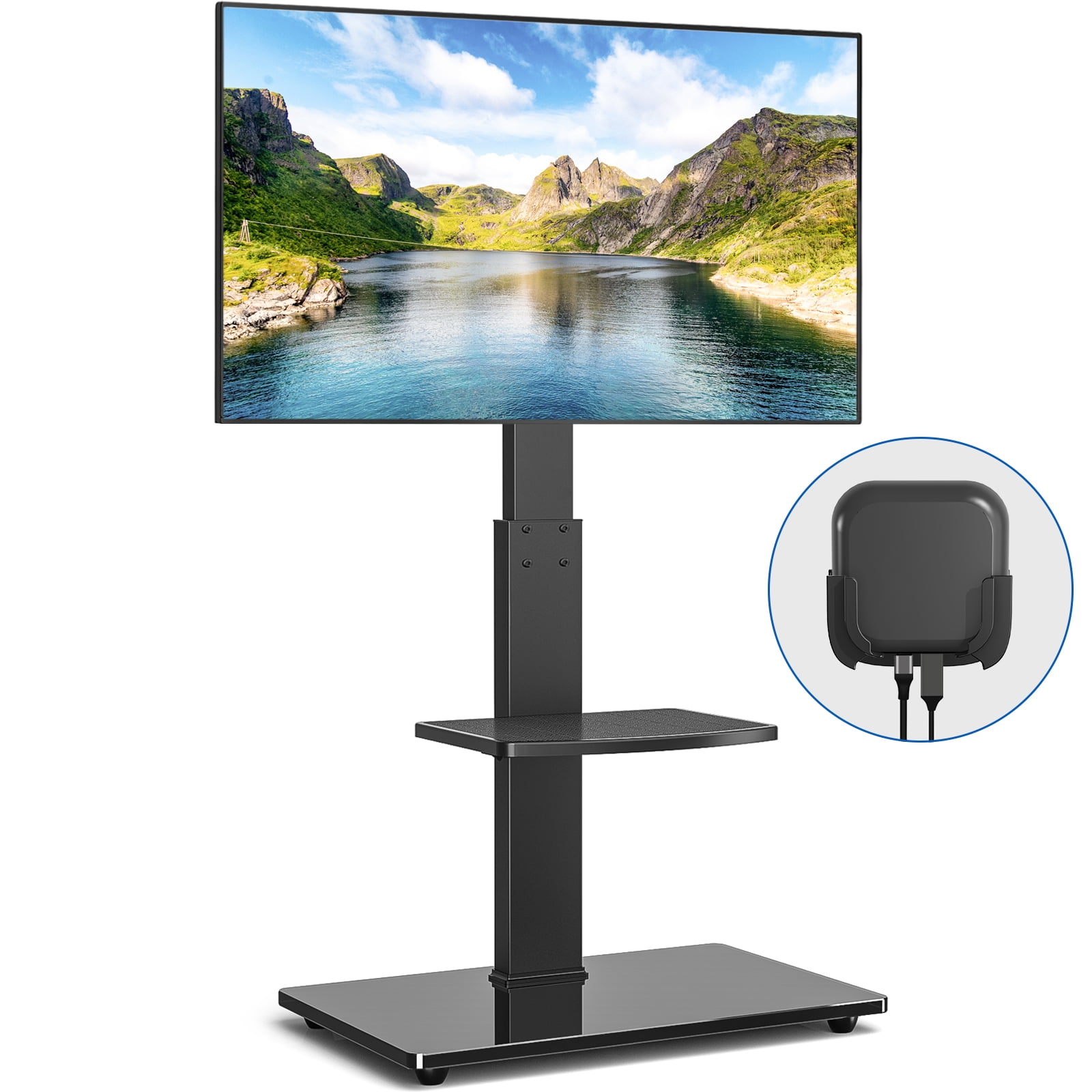 Modern Floor TV Stand for TVs up to 70 inch, Compatible with Apple TV