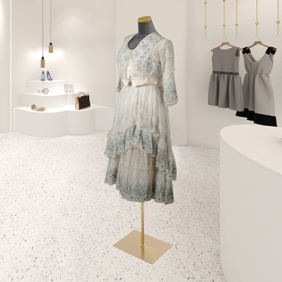 Modern Floorstanding Grey Female Mannequin Model with Stand Height Adjustable Half-length Mannequin Model