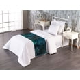 thumbnail image 1 of Modern Floral Bed Runner, Vintage Vibes Sakura Drawings with Darkened Colors on Dotted Back, Decorative Accent Bedding Scarf for Hotels Homes & Guest Rooms, Twin, Seafoam Teal Dark Teal, by Ambesonne, 1 of 3