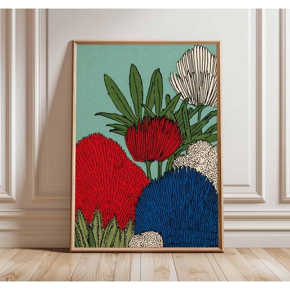 Modern Floral Bloom Poster, Unframed Paper Poster 8x10in