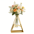 thumbnail image 1 of Modern Floral Centerpiece Arrangement | Artificial Flower Bouquet in Gold Glass Vase | Elegant Dining Table Decor for Living Room & Kitchen, 1 of 5