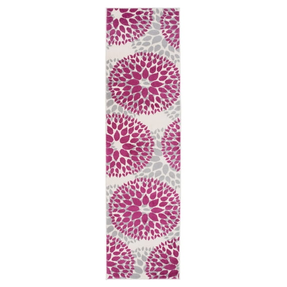 Modern Floral Circles Pink 2' x 7.2' Runner Rug