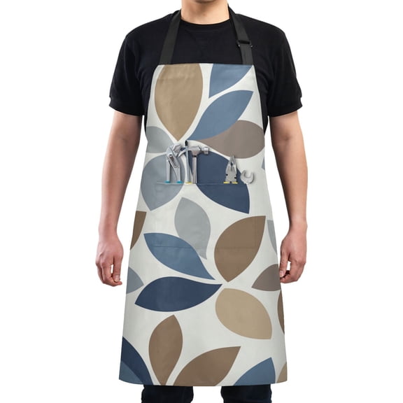 Modern Floral Design Chef Kitchen Apron with Pockets for Women Waterproof Aprons for Cooking Baking