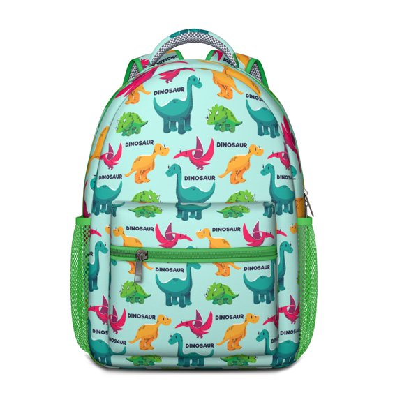 Modern Floral Dinosaur Backpack - Breathable & Stylish Bookbag for Students with Cute Baby Dino Print