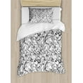 thumbnail image 1 of Modern Floral Duvet Cover Set, Highly Detailed Hand Drawn Like Daffodil Flowers Monochrome Sketch, Decorative 2 Piece Bedding Set with 1 Pillow Shams, Twin Size, White and Pale Taupe, by Ambesonne, 1 of 3