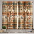 thumbnail image 1 of Modern Floral Kitchen Curtains, Autumn Harvest Tone Buffalo Plaid and Flower Huddle with Leaves, Window Drapes 2 Panel Set for Kitchen Cafe Decor, 55" x 36", Orange Tan Grey Teal, 1 of 3