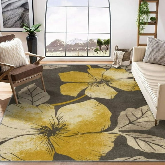 Modern Floral Pattern Area Rugs Non-Skid Large Mat Rug Living Room Home Decor Toilet Bath Carpet Bedroom Bedside Floor Mat Decor