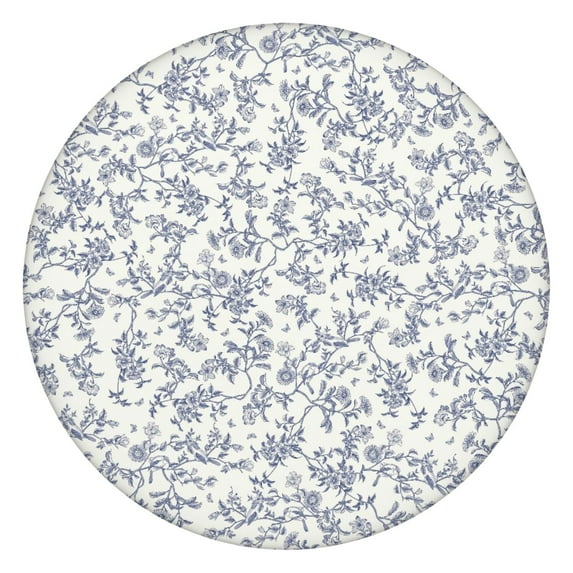 Modern Floral Round Tablecloth with Stretch Fit, Great for Contemporary Dining Decor, Water-Resistant Polyester, Fits 44-52 Inch Table