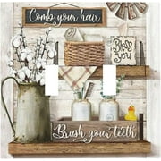Modern Floral Rustic Flower Plaid 1 Gang Rocker/Decora Outlet Light Switch Wall Plate Cover Faceplate Decorative Faceplate For Farmhouse Bathroom Home Living Room Bedroom