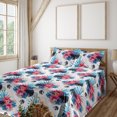 thumbnail image 1 of Modern Floral Sheet Set, Dreamy Abstract Boho Rounds with Tropical Hibiscus Pattern Art, Fitted & Flat Sheet with Pillowcase Bedding Accent 4 Pcs Set, Full, Dark Cocoa Sea Blue Cream, by Ambesonne, 1 of 5