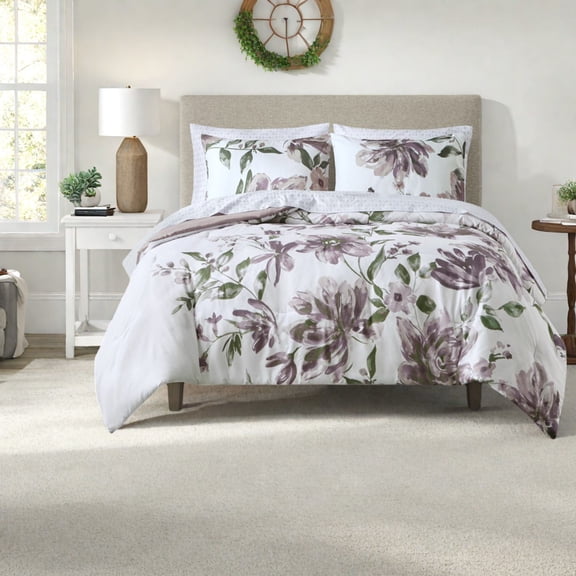 Modern Floral Twin Bedding Sets Soft Polyester Comforter with Coordinated Sheets for Home