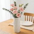thumbnail image 1 of Modern Floral Vase, Shatterproof Plastic Flower Pot, Ribbed Desktop Decorative Container, Vintage Style Centerpiece for Home and Office, 1 of 6