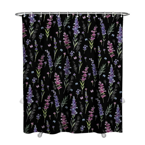 Modern Floral and Butterfly Shower Curtain for Bathroom, 72x84 Polyester, Watercolor Garden Aesthetic Print