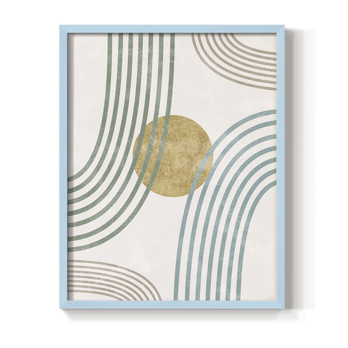 Modern Flow in Blue Solid Wood 11 x 14 Framed Print