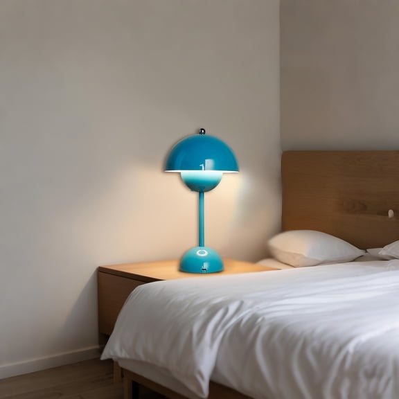 Modern Flower Bud Touch Lamp – Dimmable 1800mAh Rechargeable Desk Lamp – Minimalist Mushroom Shape Retro Nightstand Lamp