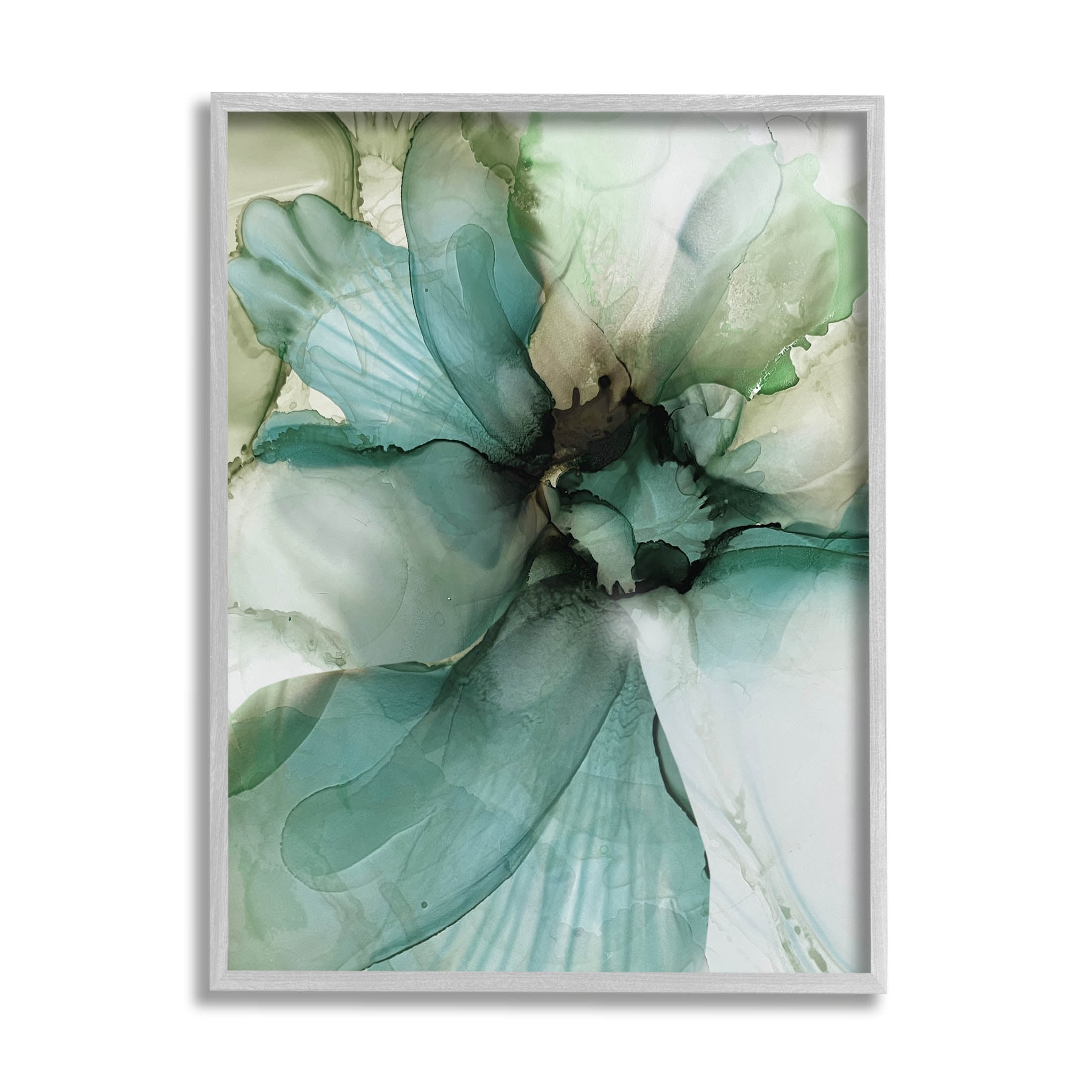 Modern Flower Petal Botanical Abstract Graphic Art Gray Framed Art Print Wall Art