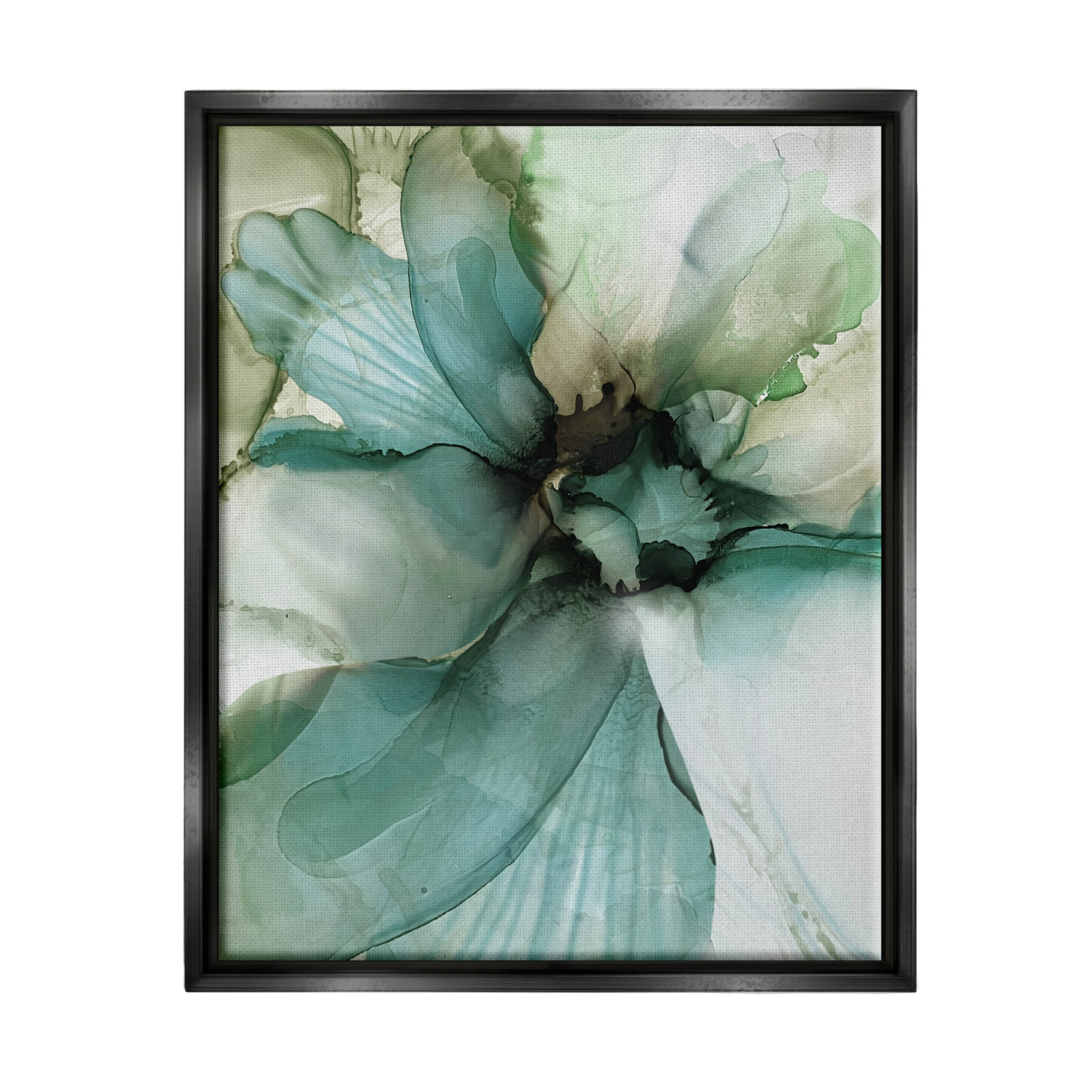 Modern Flower Petal Botanical Abstract Graphic Art Jet Black Framed Art Print Wall Art