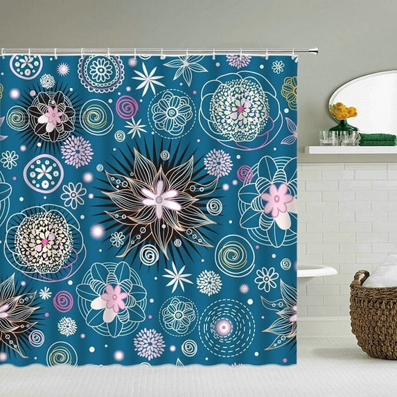Modern Flower Shower Curtains 3d Print Bathroom Curtain Waterproof Decoration Polyester Fabric With Bath Curtain