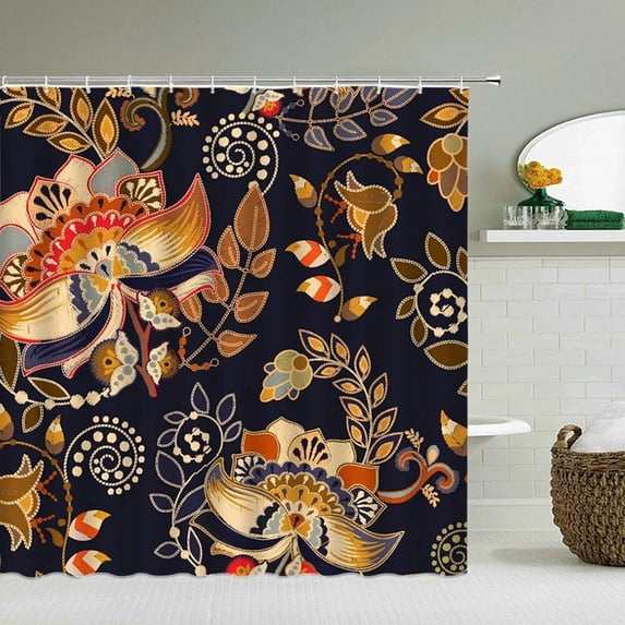 Modern Flower Shower Curtains 3d Print Bathroom Curtain Waterproof Decoration Polyester Fabric With Bath Curtain