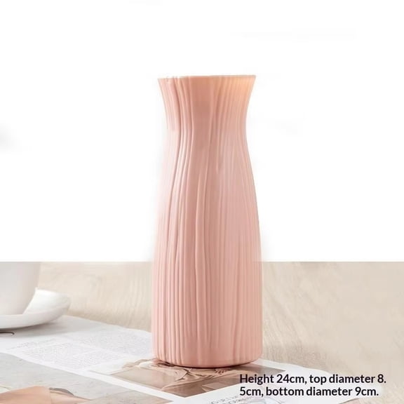 Modern Flower VaseforLiving Room Decor, Unbreakable Waisted Decorative Vase, Modern Home DecorforTable Centerpieces, Pink Single Pack