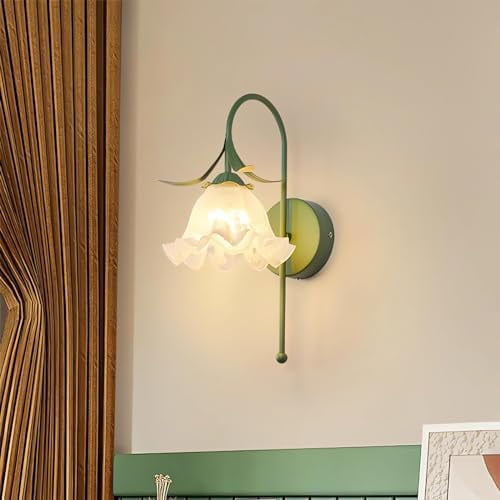 Modern Flower Wall Sconce Elegant Green Wall Light Creative Metal Lampbody with Acrylic Flower Beside Lamp for Bedroom Kitchen Island Entryway Living Room$$Tools & Hardware Other
