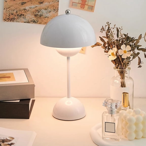 Modern Flowerpot Cordless Table Lamp, Flower Bud Lamp Modern Flowerpot Cordless Mushroom Touch Table Lamp, Rechargeable Battery Operated Mushroom Light,Portable Bedside LED Desk Lamp