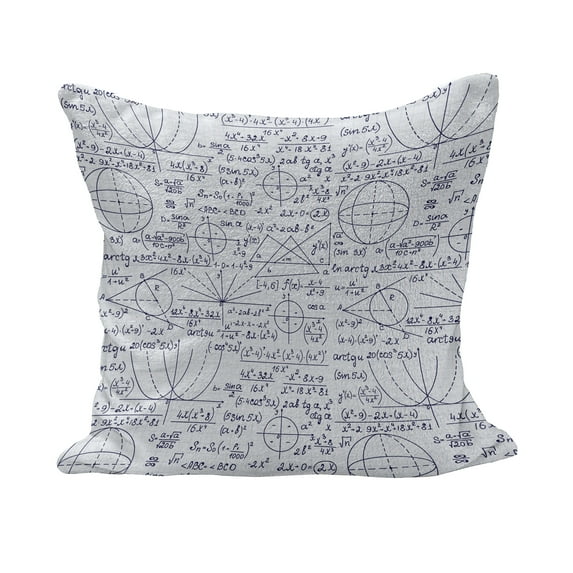 Modern Fluffy Throw Pillow Cushion Cover, Genius Smart Student Math Geometry Science Numbers Formules Image Art, Decorative Square Accent Pillow Case, 20" x 20", Dark Purple and White, by Ambesonne