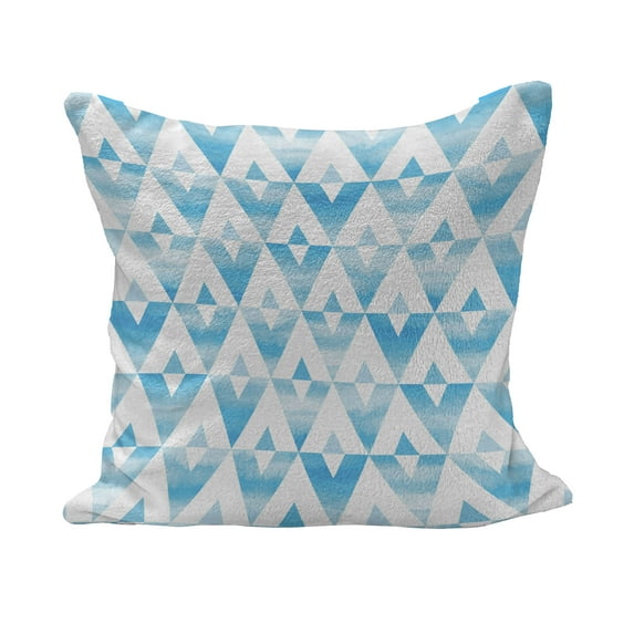 Modern Fluffy Throw Pillow Cushion Cover, Geometric Contemporary Shapes Triangle Line with Clear Sky and Cloudy Backdrop Image, Decorative Square Pillow Case, 20" x 20", Pale Blue, by Ambesonne