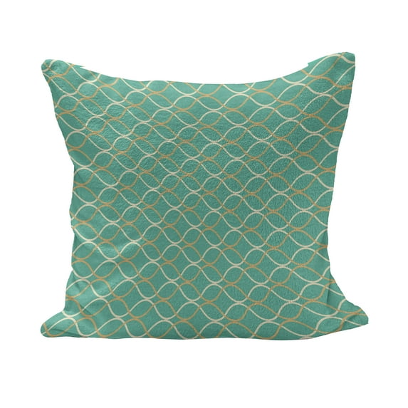 Modern Fluffy Throw Pillow Cushion Cover, Geometrical Line Art Waves Oval Shapes Optical Illusion Pattern, Rectangle Accent Pillow Case, 26" x 16", Pale Orange Turquoise, by Ambesonne