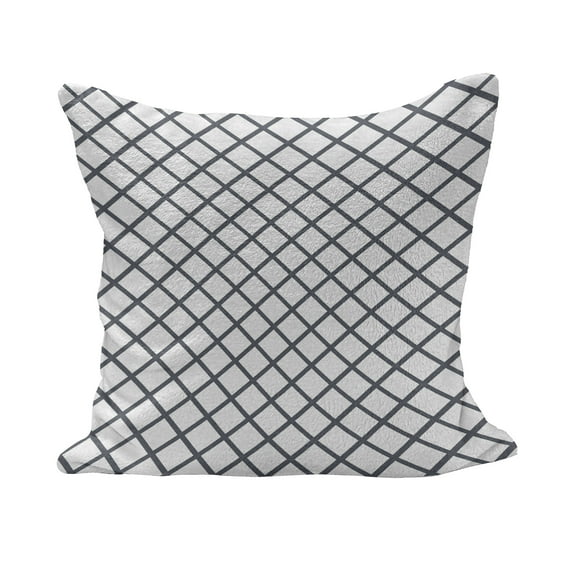 Modern Fluffy Throw Pillow Cushion Cover, Geometrical Stripes Crossing Zig Zag Basket Braid Like Image, Decorative Square Accent Pillow Case, 26" x 26", Charcoal Grey White, by Ambesonne