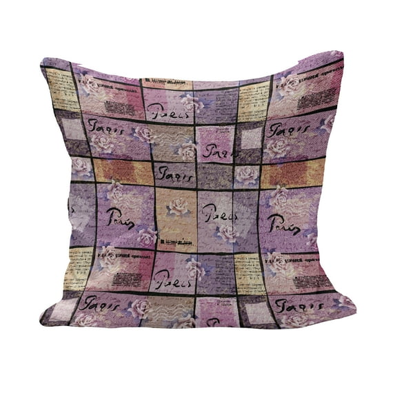 Modern Fluffy Throw Pillow Cushion Cover, Hand Drawn Style Watercolored Collage with Vintage Retro Lettering, Decorative Square Accent Pillow Case, 28" x 28", Pale Pink Black, by Ambesonne