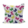 thumbnail image 1 of Modern Fluffy Throw Pillow Cushion Cover, Rainbow Colorful Butterfly Romantic Art, Decorative Square Accent Pillow Case, 16" x 16", Dark Blue Yellow, by Ambesonne, 1 of 5