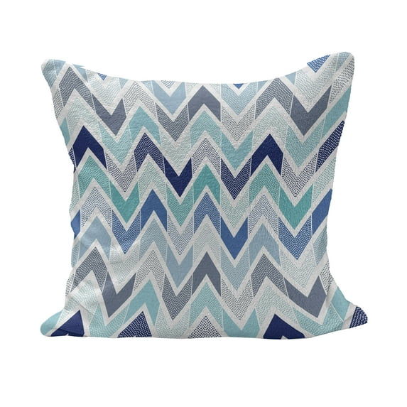 Modern Fluffy Throw Pillow Cushion Cover, Seamless in Doodle Style Dots and Zigzag Pattern with Asymetrical Lines Image, Rectangle Accent Pillow Case, 36" x 16", Blue and White, by Ambesonne