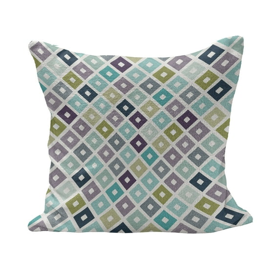 Modern Fluffy Throw Pillow Cushion Cover, Seamless Geometrical Rhombus Pointed Triangle Like in Doodle Style Pattern Image, Decorative Square Accent Pillow Case, 16" x 16", Multicolor, by Ambesonne