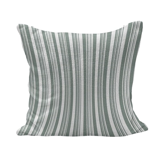 Modern Fluffy Throw Pillow Cushion Cover, Vertical Thin and Bold Stipes Optical Pattern Retro Style Abstract Print, Decorative Square Pillow Case, 28" x 28", Pale Sage Green White, by Ambesonne